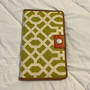 Spartina Heyward Yacht Club Green Linen Geometric Print Wallet Clutch - EUC!